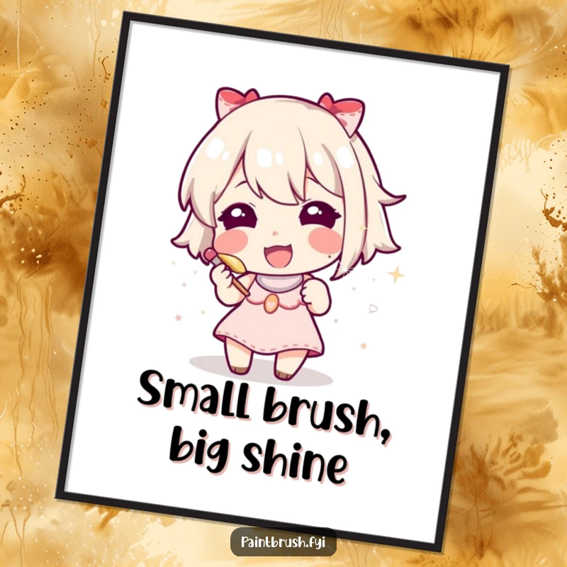 Funny Free Printable Wall Art: Character using a tiny brush to apply a single speck of glitter, a humorous downloadable masterpiece.