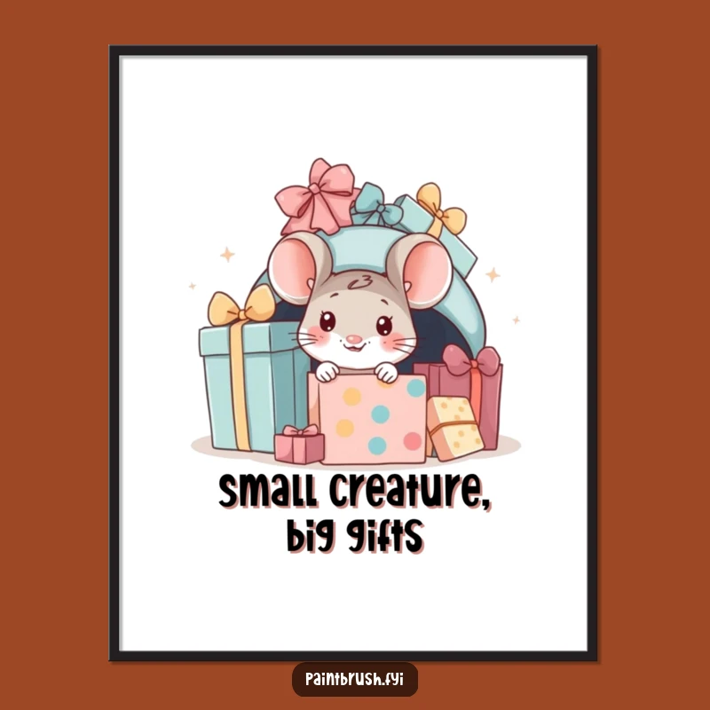 Funny Free Printable Wall Art: Mouse Peeking Presents Downloadable Decor