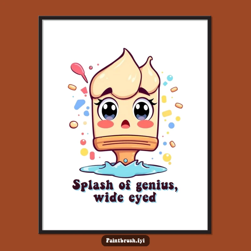 Free Printable Wall Art: Surprised Paintbrush, Funny Downloadable Home Decor