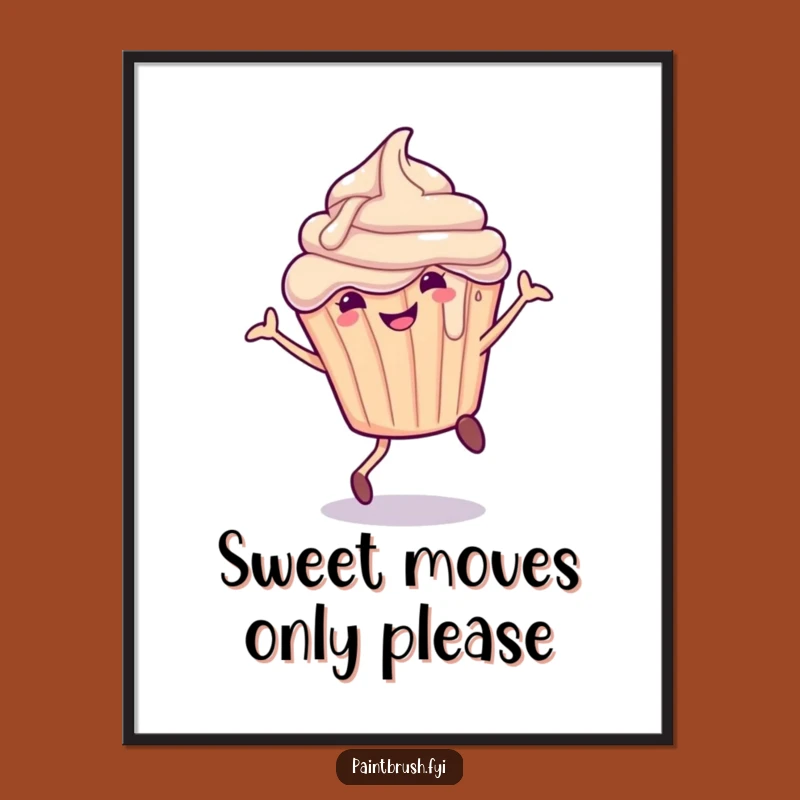 Free Printable Wall Art: Cartwheeling Cupcake, Funny Dessert Decor