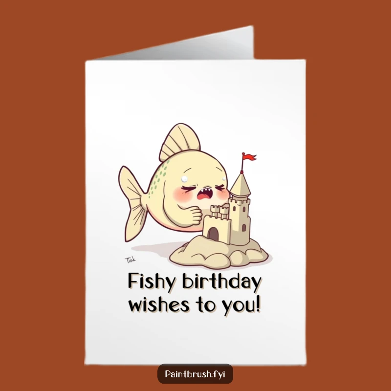 Free Printable Fish Castle Birthday Card: Funny Downloadable DIY Gift for Builders