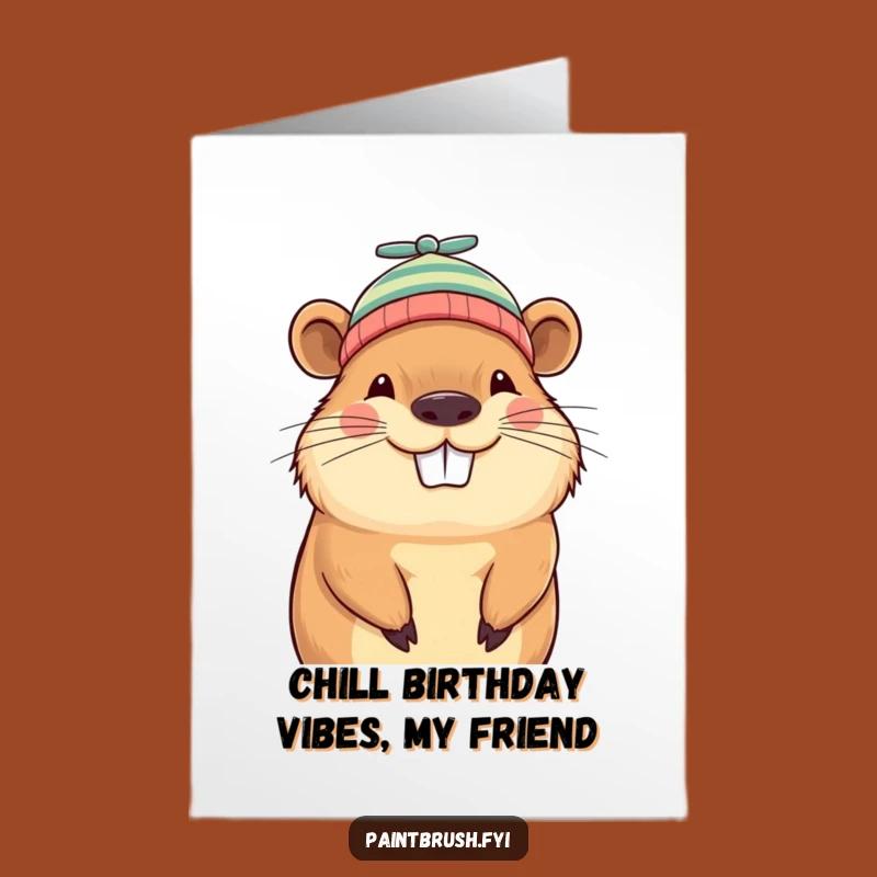 Free Printable Birthday Card: Capybara Propeller Hat DIY Downloadable Gift
