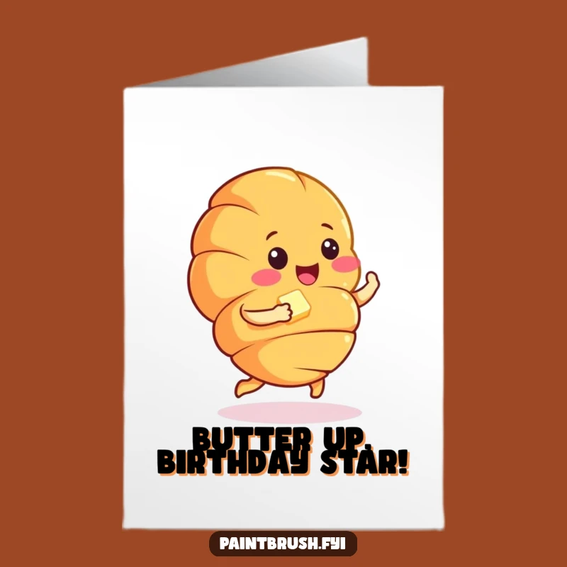 Free Printable Birthday Card: Joyful Croissant Jigging for Laughs Downloadable Gift