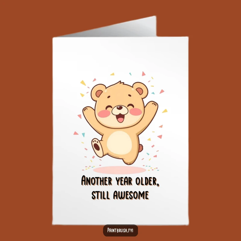 Free Printable Birthday Card: Jumping Bear Cub for a Joyful Downloadable Gift
