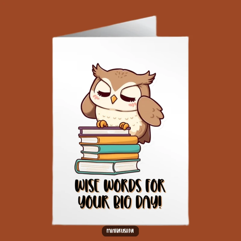 Free Printable Birthday Card: Meticulous Owl Organizing Books Funny Downloadable Gift