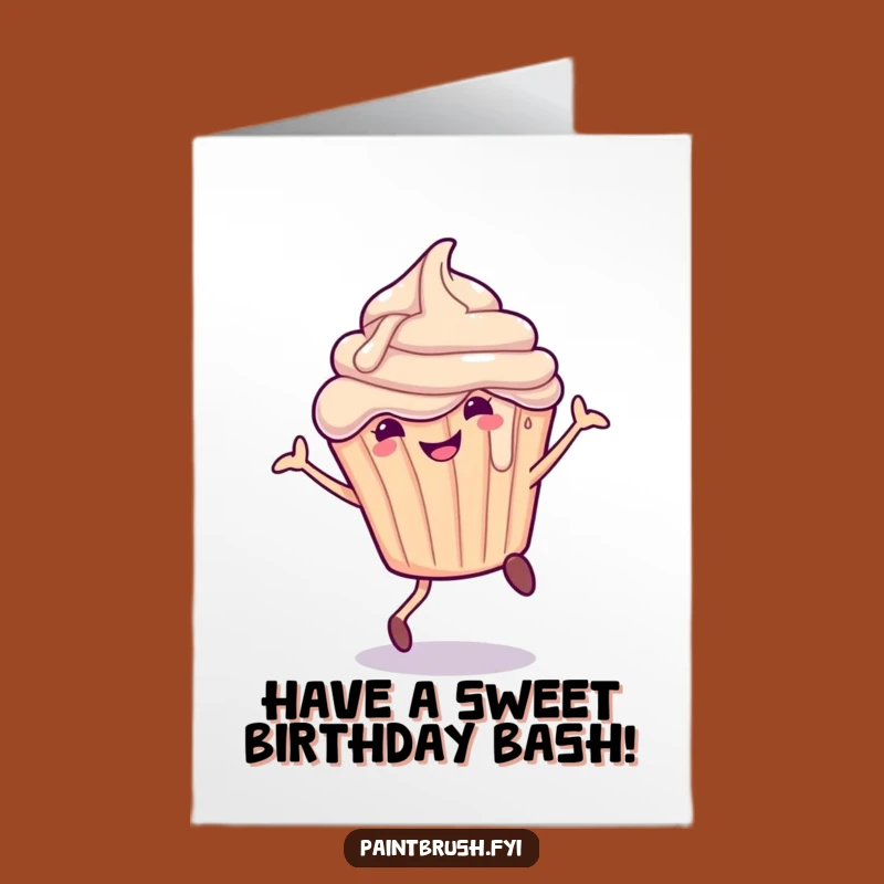 Free Printable Cartwheel Cupcake Birthday Card: Funny Sweet Treat Downloadable Gift