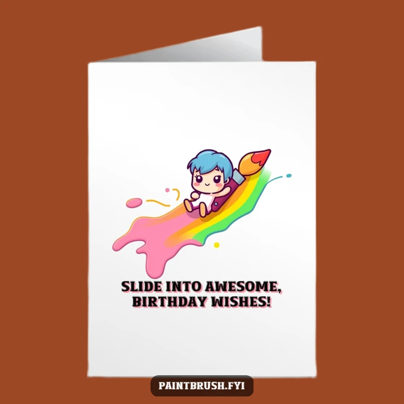 Free Printable Rainbow Paintbrush Birthday Card - Funny Downloadable Gift for Joyful Celebrations!