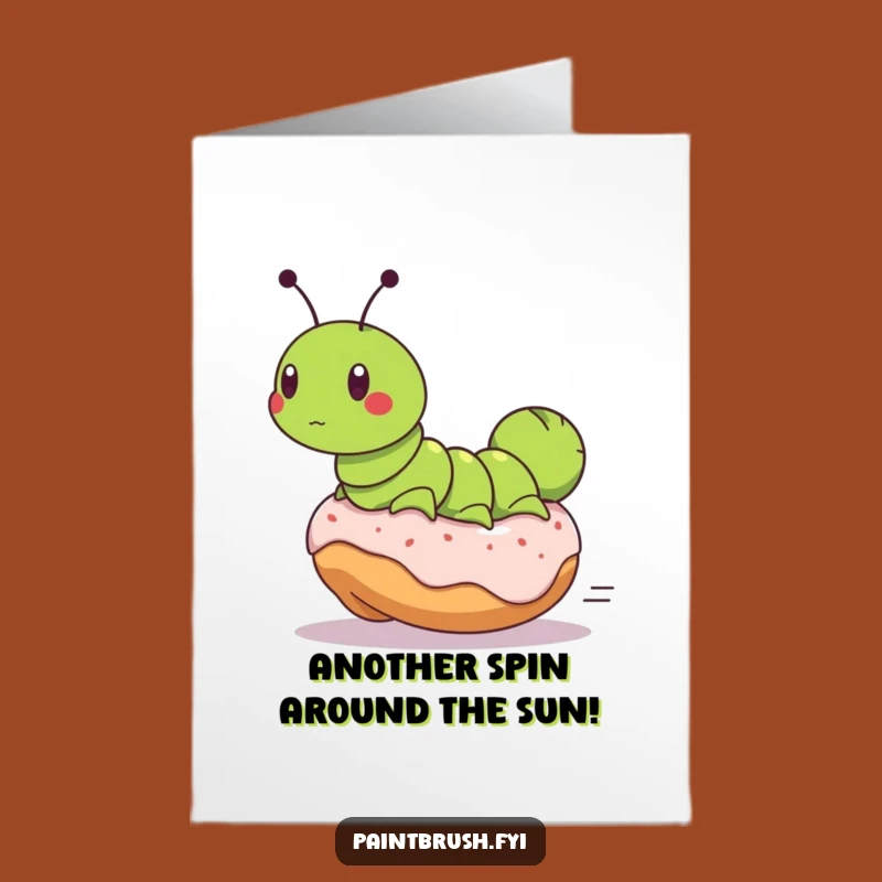 Funny Free Printable Birthday Card: Caterpillar On Donut Ride, Downloadable Hilarious Gift