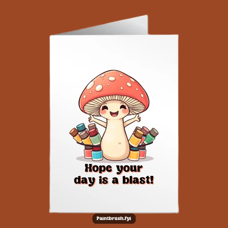 Mushroom Artist Birthday Card: Free Printable, Hilarious Paint Pot Balance Humor Gift