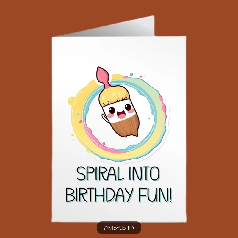 Vibrant Free Printable Birthday Card: Spiral Splash Brush - Energetic Downloadable Joy!