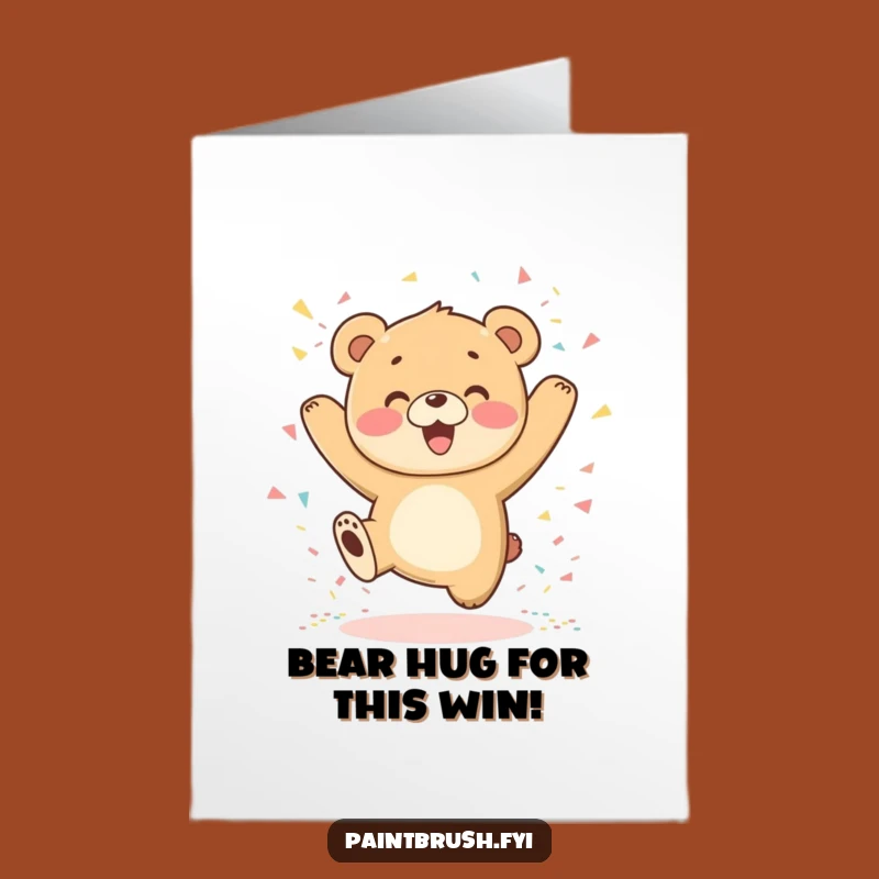 Free Printable Congrats Card: Happy Bear Cub for a Celebratory Downloadable Gift