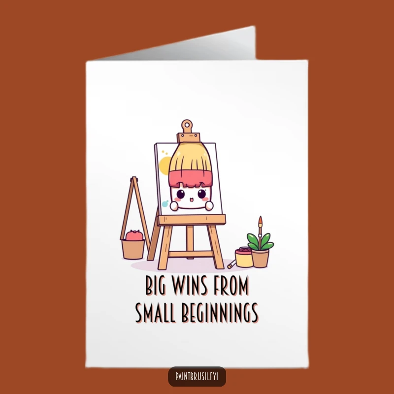 Free Printable Congrats Card: Shy Paintbrush Easel - Gentle Humorous Downloadable Gift