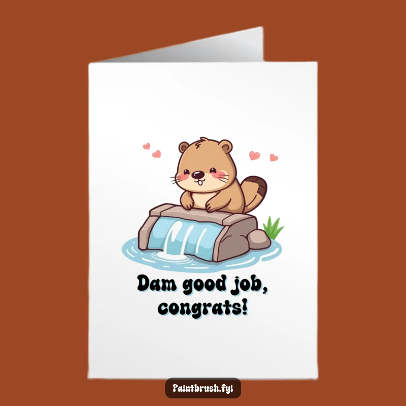 Free Printable Congrats Card: Beaver's Dam Success Funny Downloadable Gift