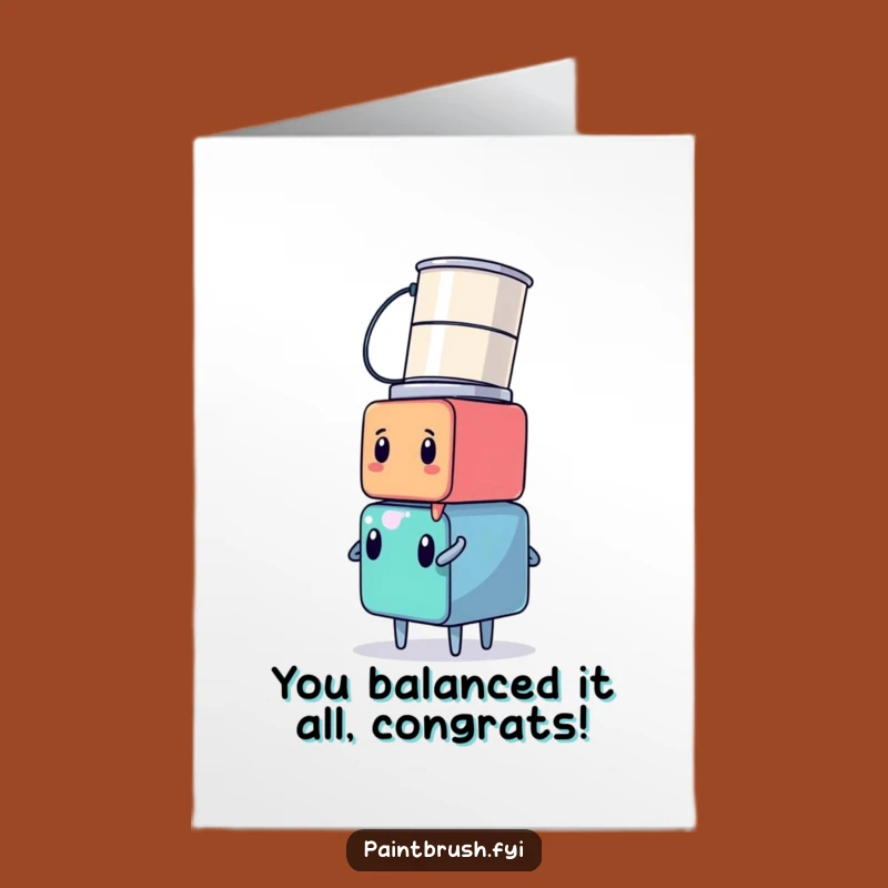 Free Printable Congrats Card: Cube Painter's Paint Can Head Surprise Downloadable Gift