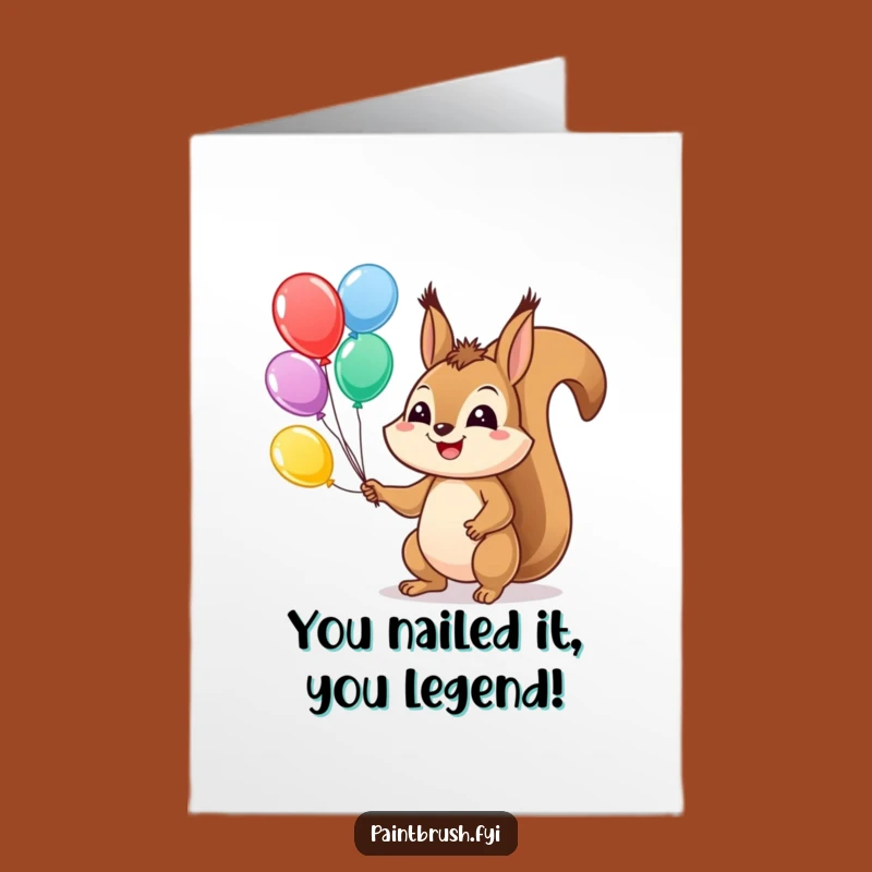 Free Printable Congrats Card: Juggling Squirrel for a Cheerful Downloadable Gift