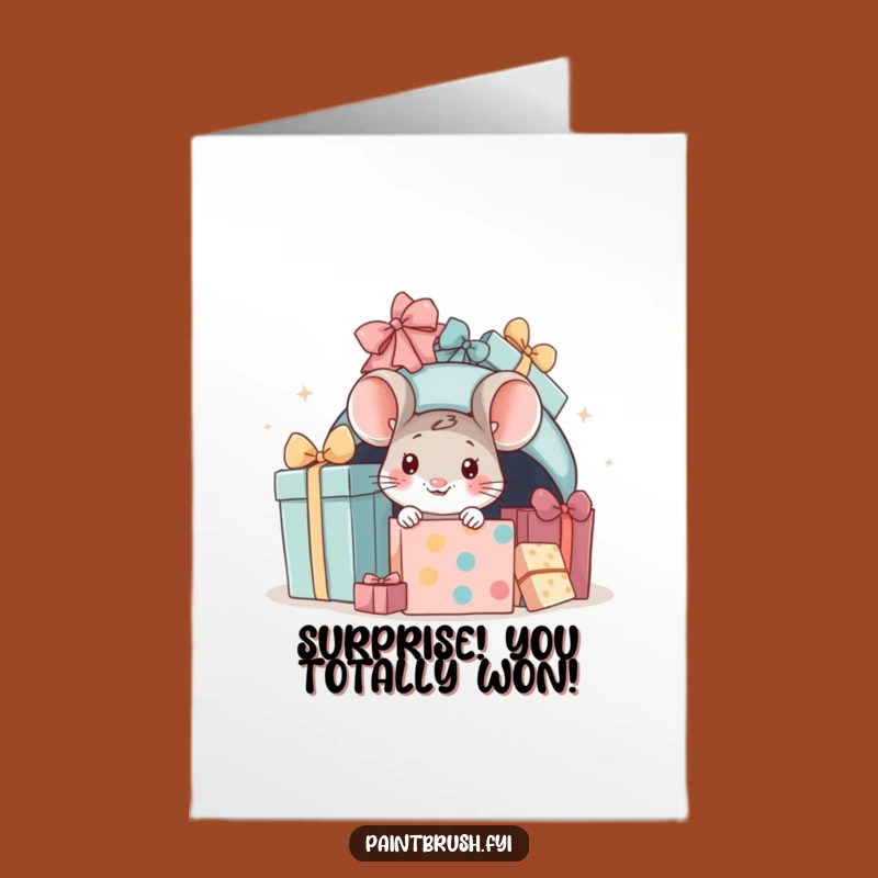 Free Printable Congrats Card: Mouse Under Presents DIY Downloadable Gift