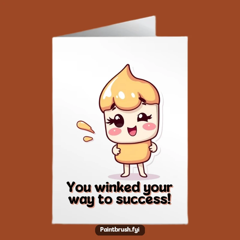 Free Printable Congrats Card: Winking Paintbrush - Celebrate with Style!