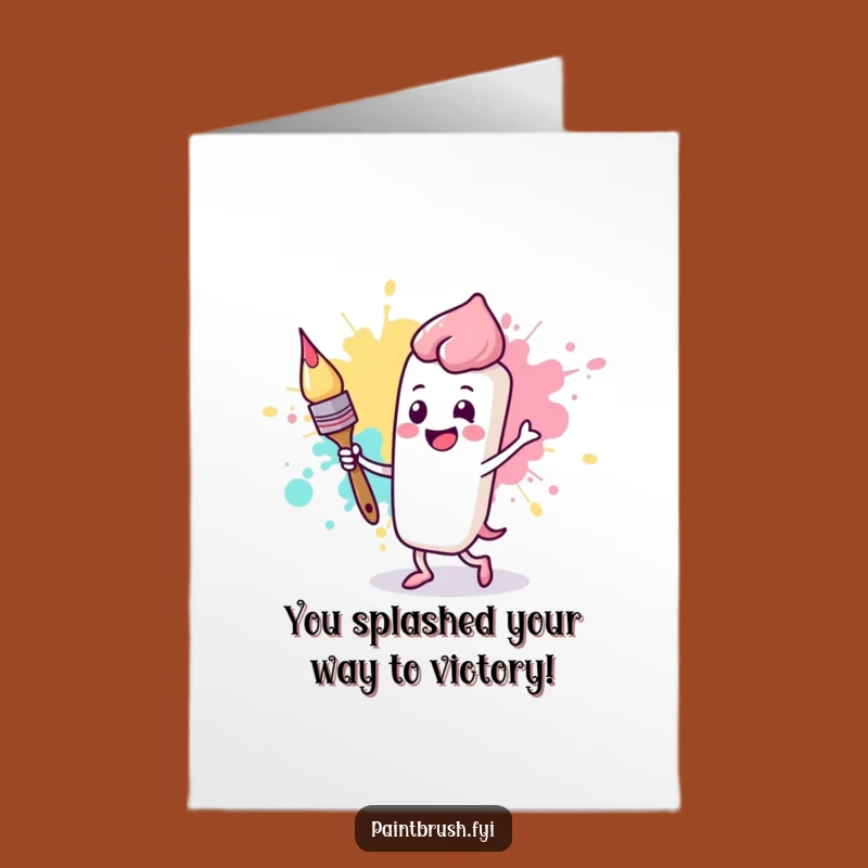 Free Printable Happy Paintbrush Congrats Card - Lively Downloadable Gift for Festivities