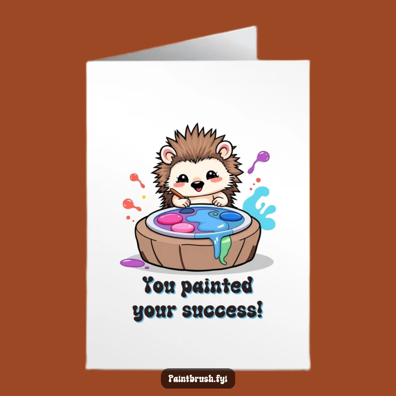 Free Printable Hedgehog Splash Congratulations Card: Funny Downloadable Art for New Beginnings