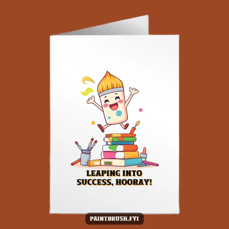 Free Printable Congrats Card: Joyful Paintbrush Leap - Celebratory Downloadable Gift