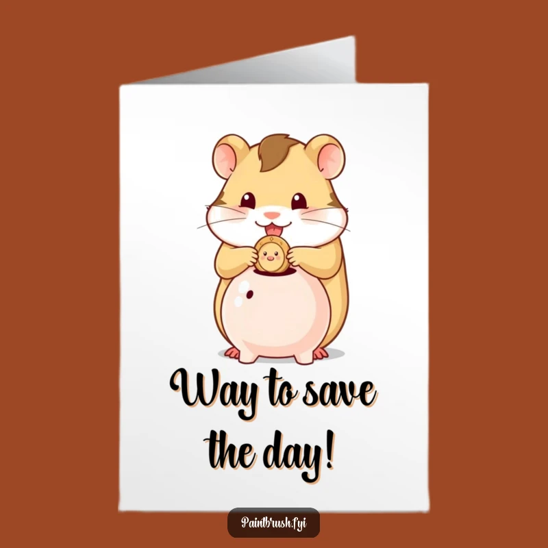 Free Printable Congrats Card: Hamster Saving, Funny Downloadable Gift for Savers