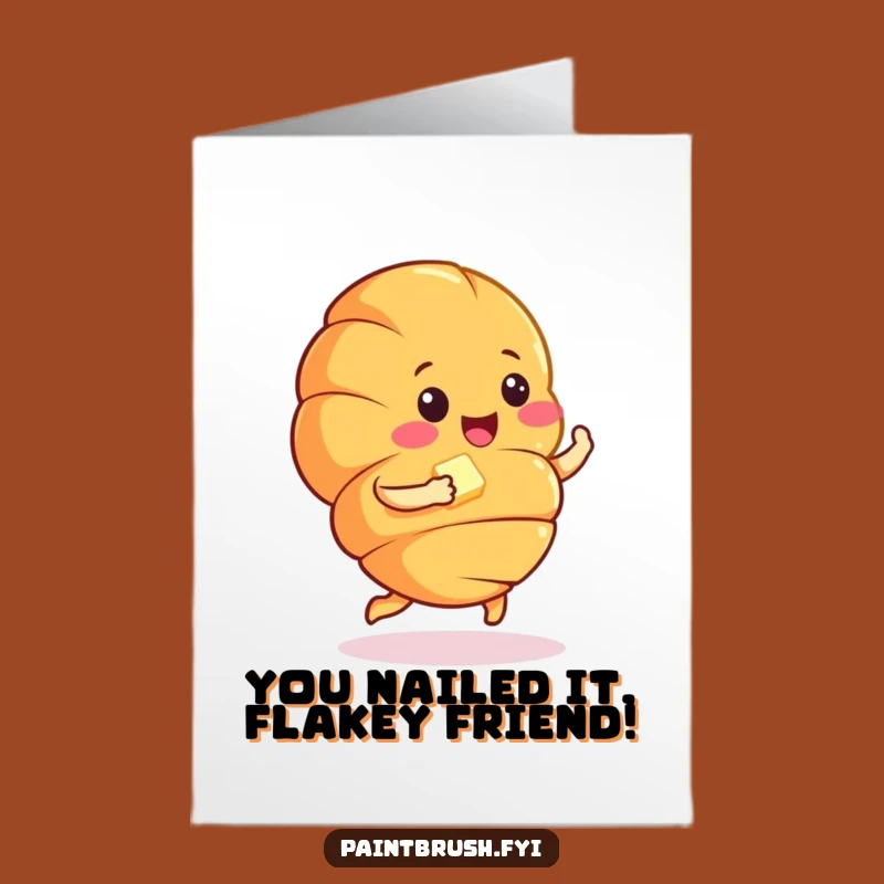 Free Printable Congratulations Card: Funny Croissant Jigging for Success Downloadable Gift