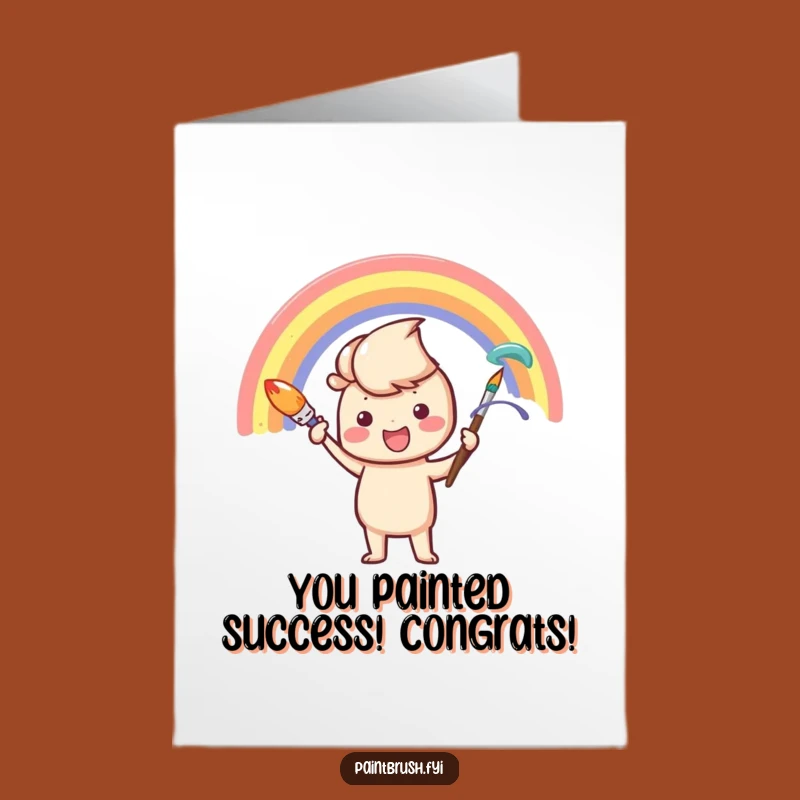 Free Printable Congrats Card: Rainbow Paintbrush, Vibrant DIY Congratulations Downloadable