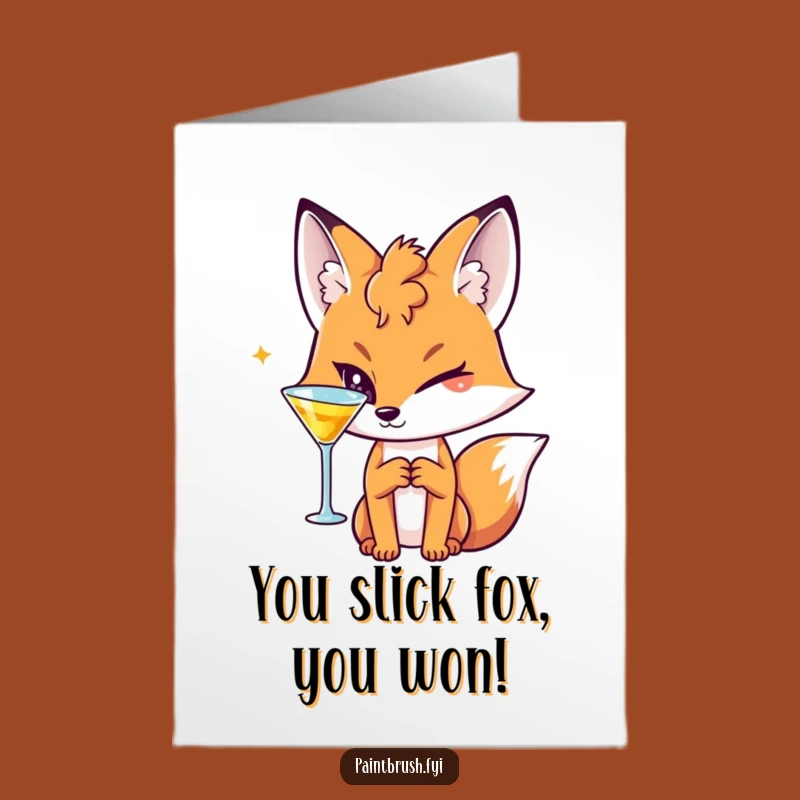 Free Printable Congrats Card: Winking Fox for a Sophisticated Downloadable Gift