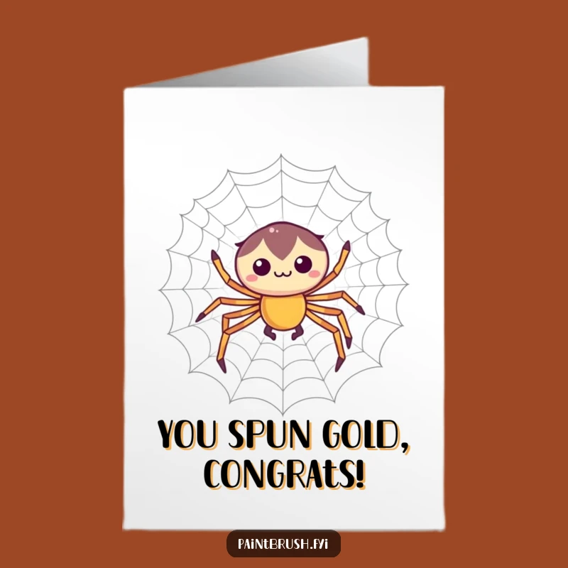 Free Printable Congrats Card: Spider's Symmetrical Success Funny Downloadable Gift