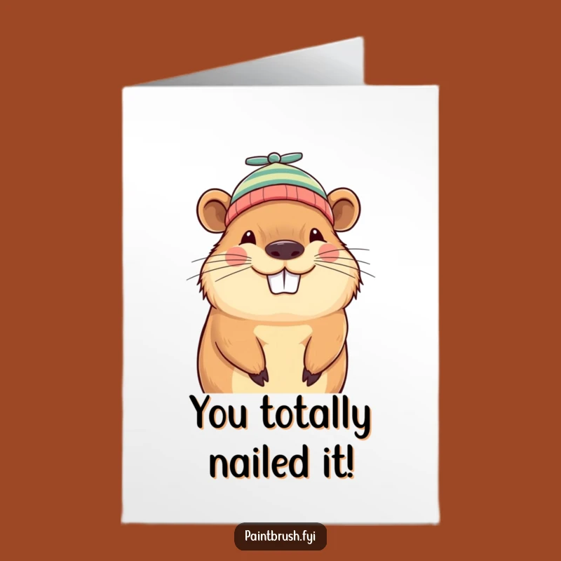 Free Printable Congrats Card: Capybara Beanie Vibes DIY Downloadable Gift