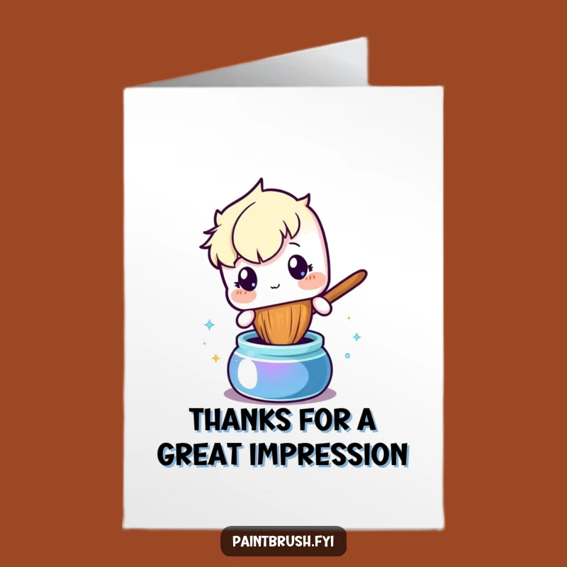 Free Printable Curious Paintbrush Thank You Card - Unique Downloadable Gift of Thanks