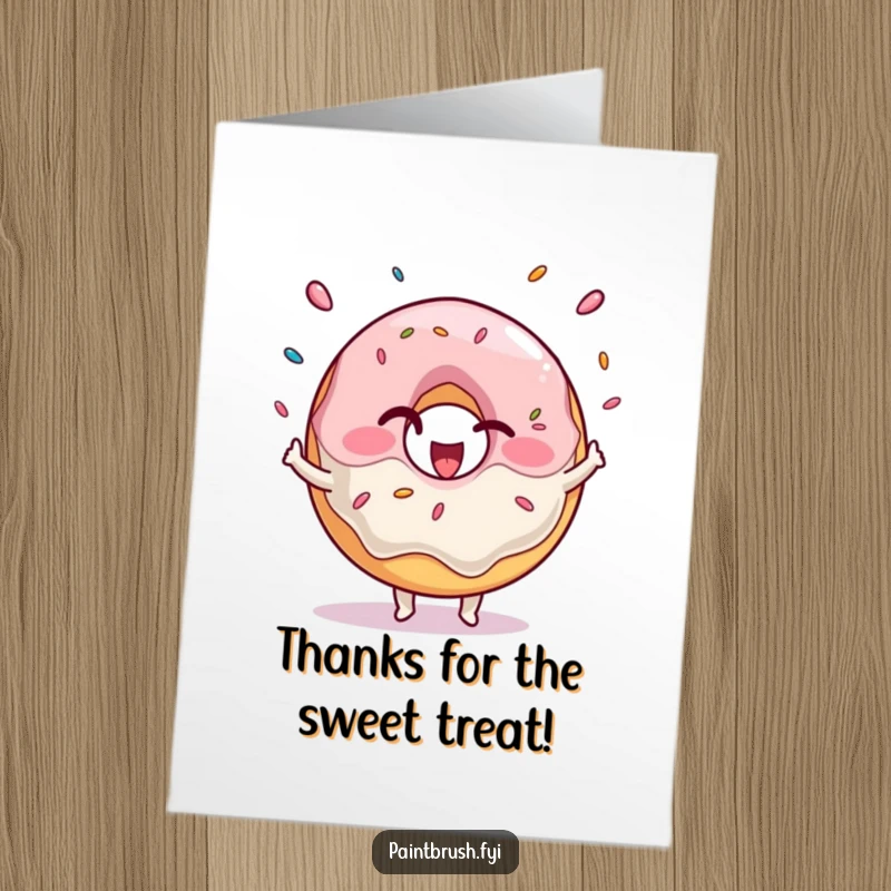 Funny Free Printable Thank You Card: A winking donut character happily juggles sprinkles, conveying joyful thanks with a sweet gesture.
