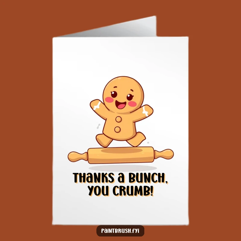 Free Printable Thank You Card: Funny Gingerbread Leaping for Gratitude Downloadable Gift