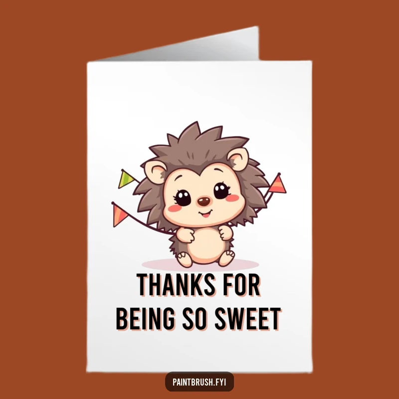 Free Printable Thank You Card: Hedgehog Banner Thanks DIY Downloadable Gift