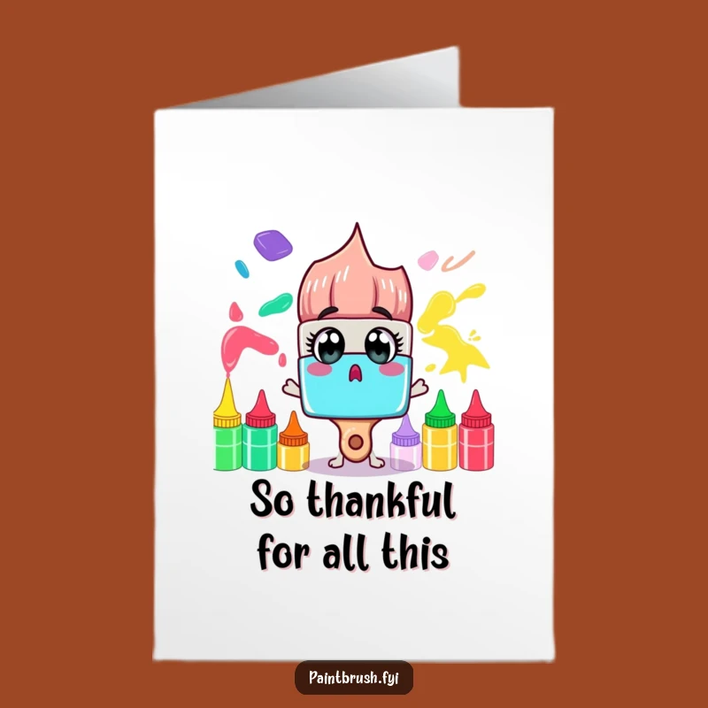 Free Printable Thank You Card: Surprised Paintbrush Rainbow - Unique Downloadable Gift
