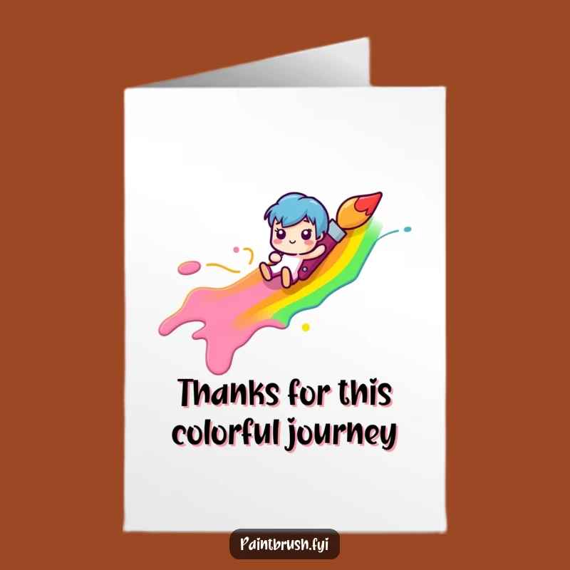 Free Printable Rainbow Paintbrush Thank You Card - Downloadable Humorous Gift for Colorful Thanks!