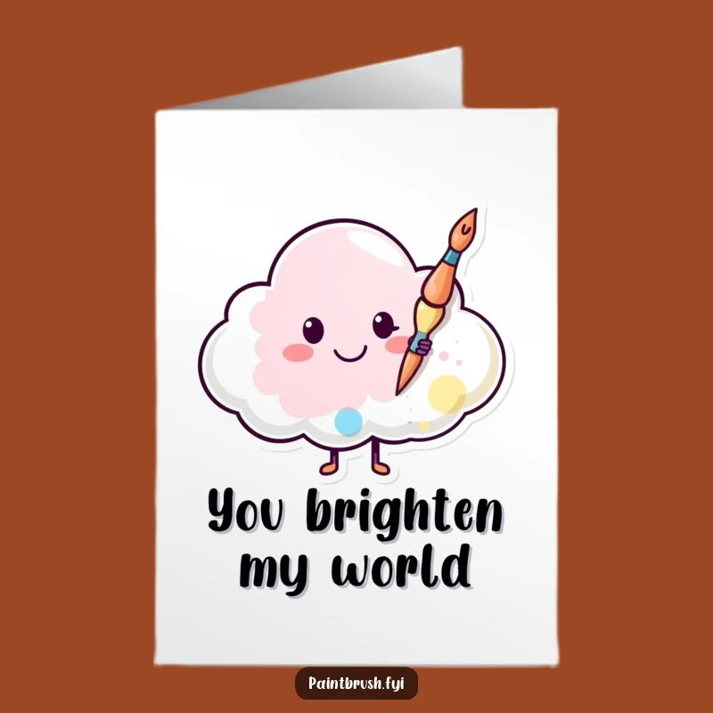 Free Printable Thank You Card: Smiling Paintbrush Cloud - Express Gratitude with Fun