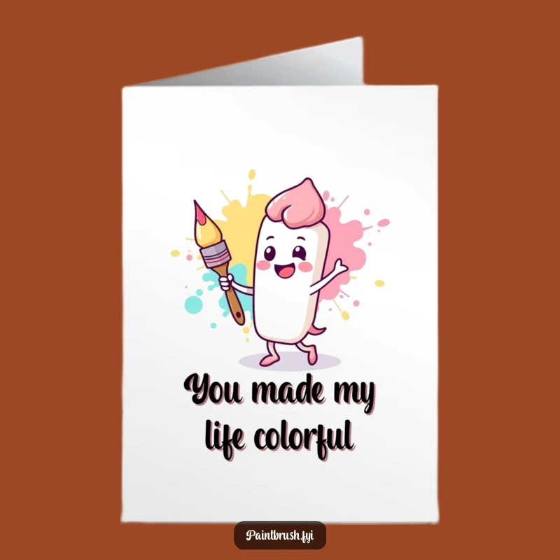 Free Printable Happy Paintbrush Thank You Card - Cheerful Downloadable Gift of Thanks