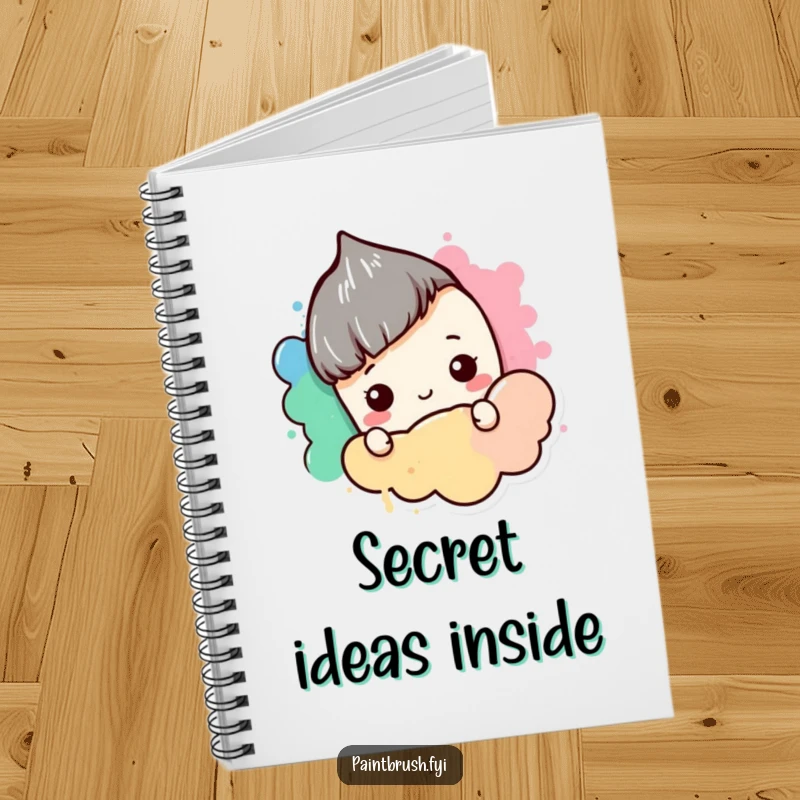 Funny Notebook: A shy paintbrush character hiding behind a blob of color, perfect for journaling creative thoughts discreetly.