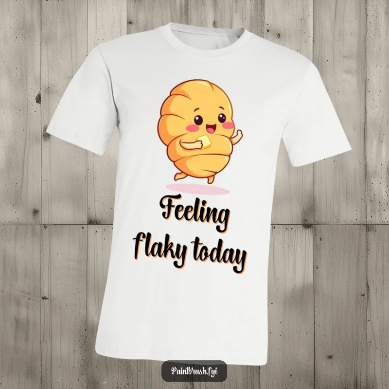 Funny croissant character doing a lively jig while holding a pat of butter, depicting a scene of pure pastry delight.