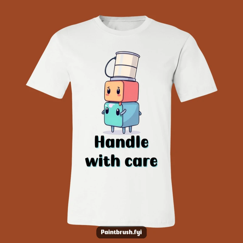 Funny Cube Painter T-Shirt: Hilarious Paint Can Head Balance Tee, Great Funny Gift