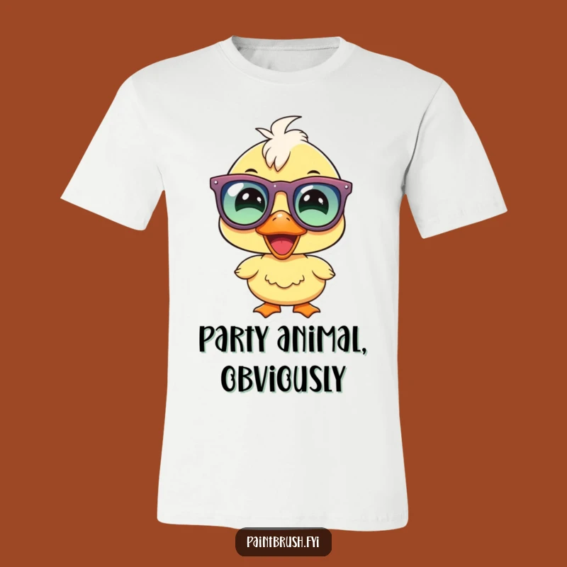 Funny Duckling Party T-Shirt: Joyous Character Glasses Tee for Fun
