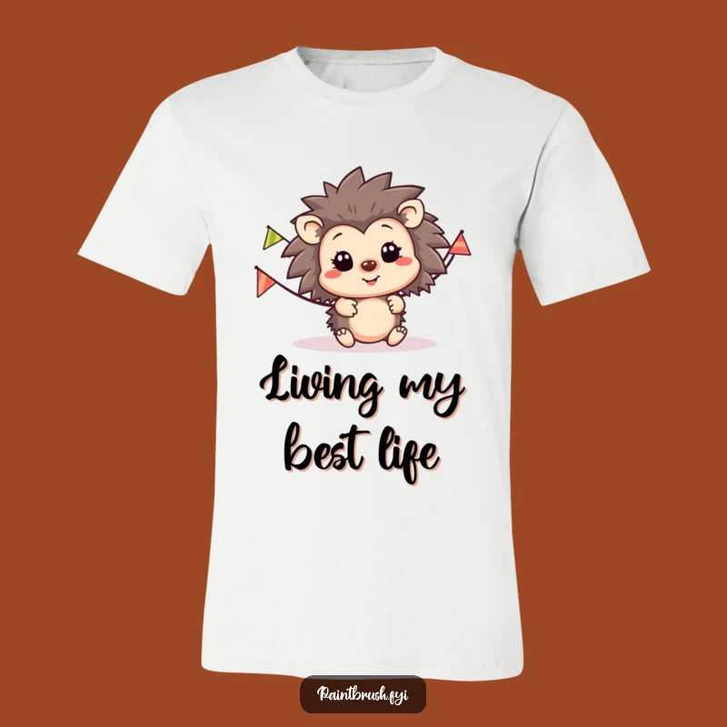 Funny Hedgehog Party T-Shirt: Happy Character Banner Tee for Fun