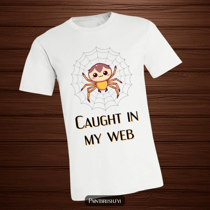 Funny t-shirt depicting a focused spider character weaving a perfectly symmetrical web, representing meticulous skill and artistry.