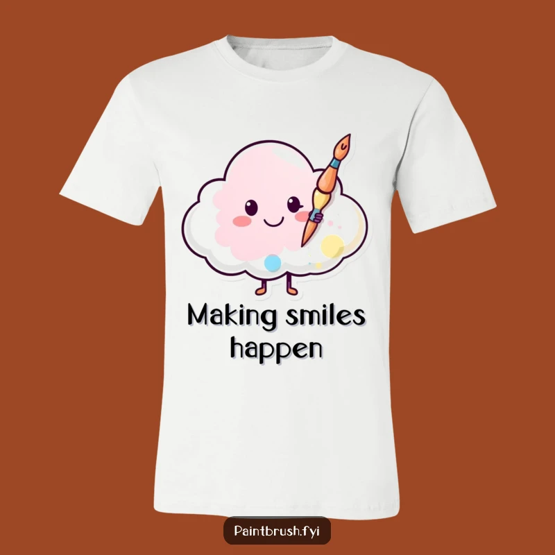 Funny Paintbrush Cloud T-Shirt: Smiling Skies Art Tee, Perfect Funny Gift for Dreamers