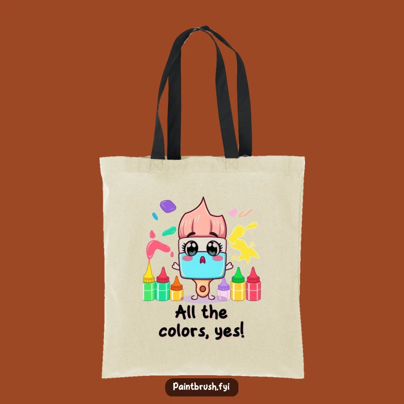 Funny Paintbrush Tote Bag: Carry Rainbows, Perfect Colorful Shopping Gift!