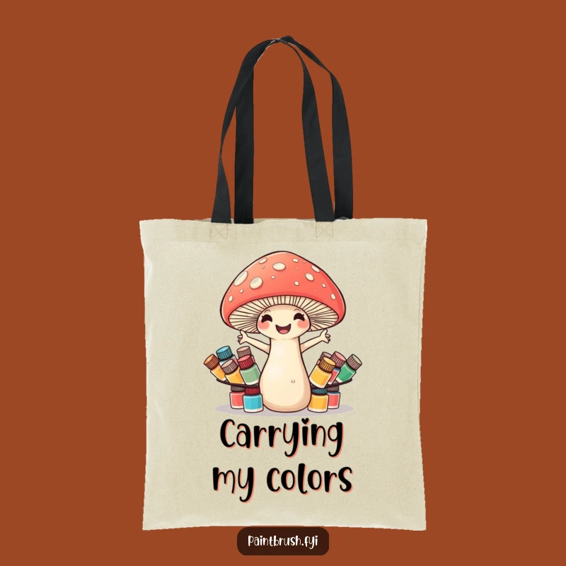 Funny Mushroom Paint Pots Tote Bag - Eco-Friendly Carry-All for Art Supplies