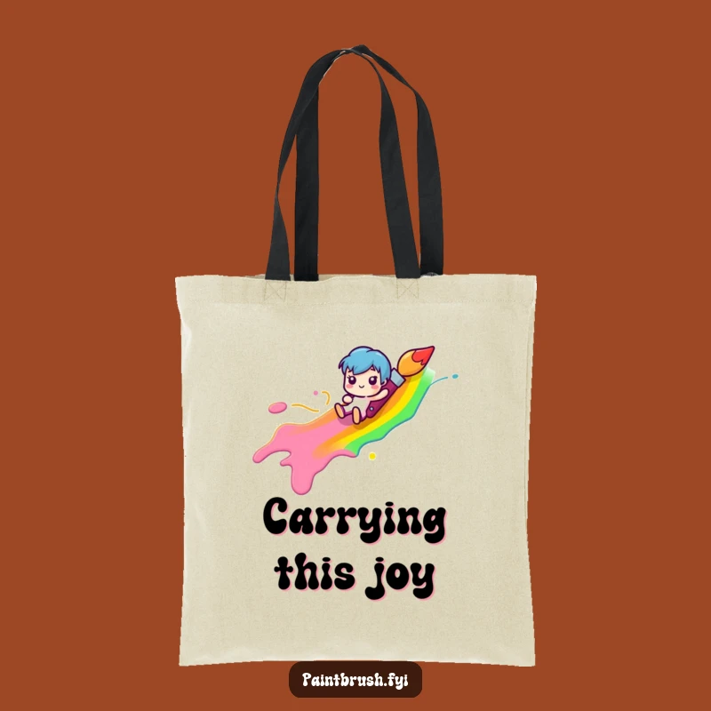 Funny Paintbrush Rainbow Tote Bag: Cheerful Carry-All for Art Lovers