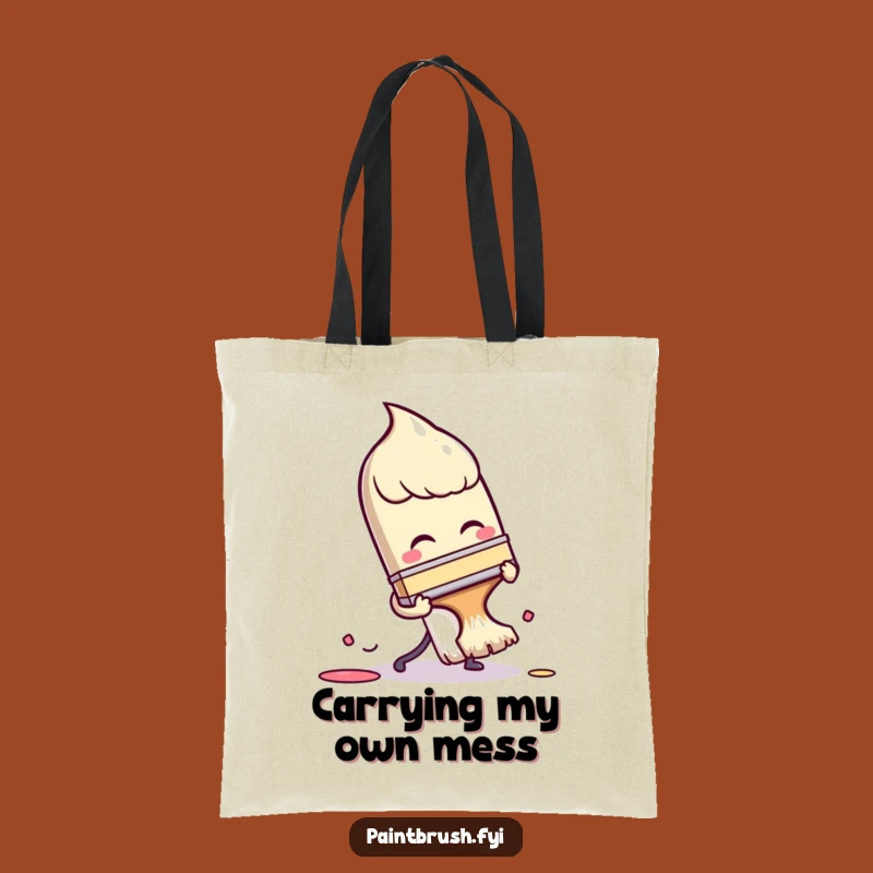 Funny Tripping Paintbrush Tote Bag: Hilarious Art Supply Carrier for Clumsy Creators