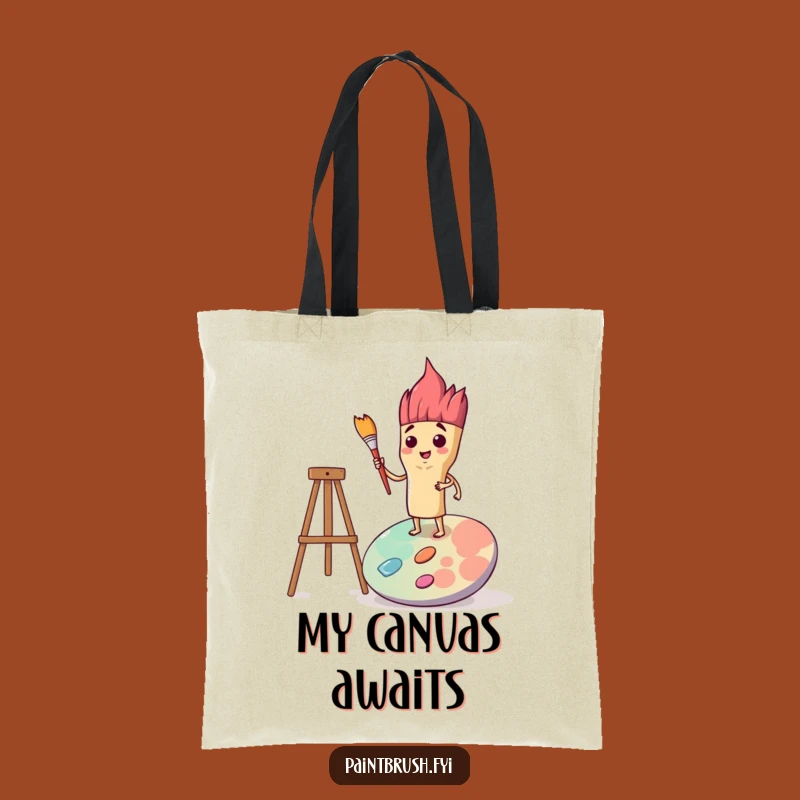 Funny Determined Paintbrush Tote Bag: Art Project Carryall, Bold Creator Gift